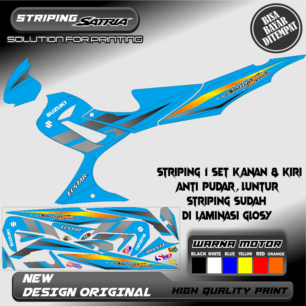 STICKER VARIASI MOTOR SUZUKI SATRIA FU BARONG MODEL STRIPING