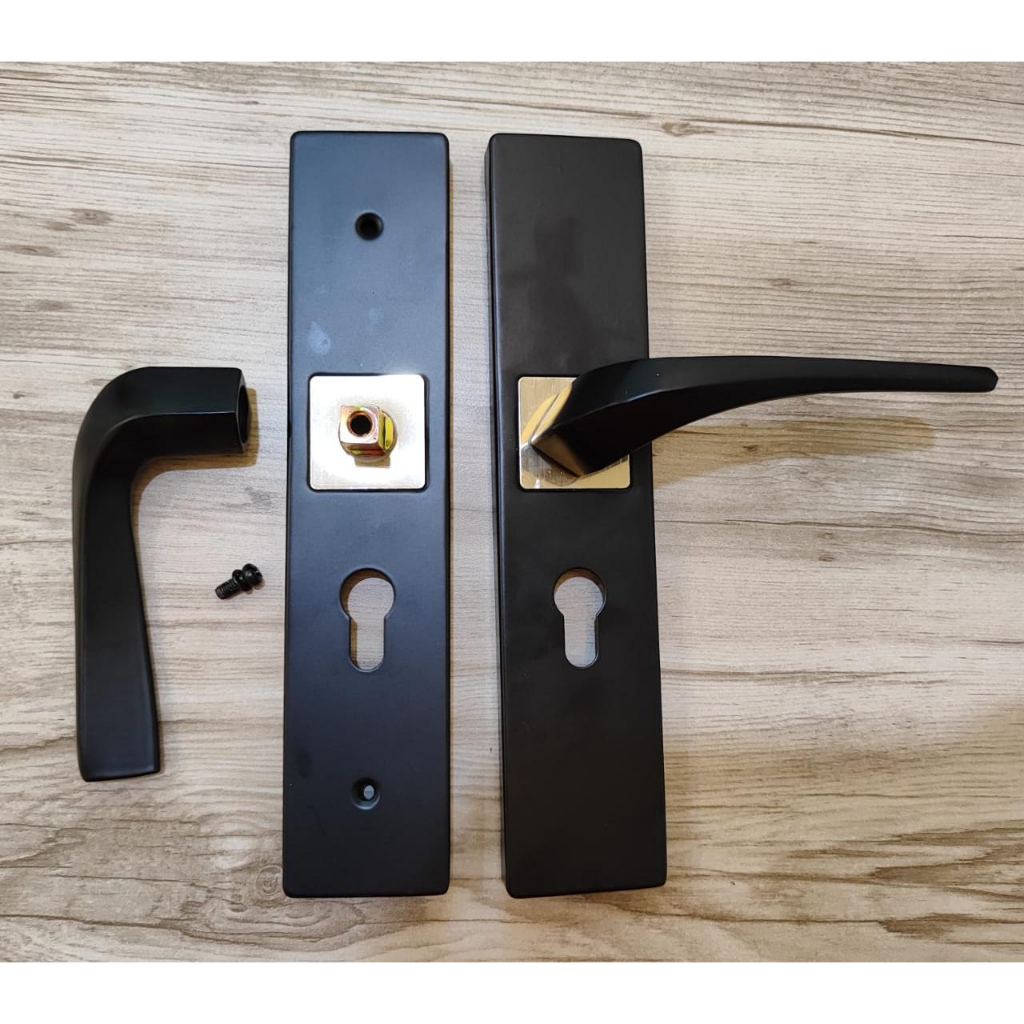 Gagang Pintu 1 set siap pasang, Gaya Minimalis Handle Lock Door Bedroom Living Room Restroom Handel Premium Pintu Utama Warna hitam emas