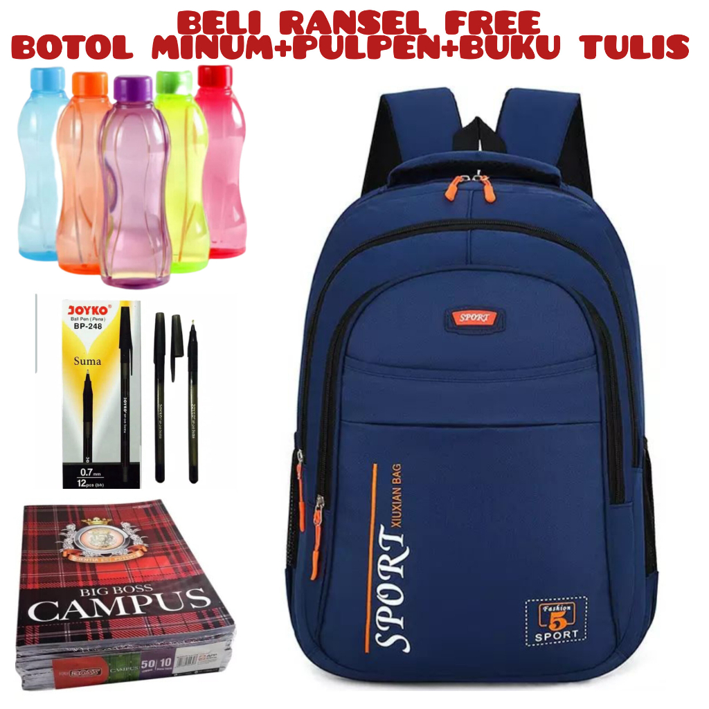 DT_Beli 1 Dapat 4 - DISTRO Klub New Arrival - Tas Ransel Laptop IAC Backpack Up to 14 inch - Tas Pria Tas Wanita Daypack Backpack Tas Laptop Acer Unisex Beli Ransel Free Botol Minum+Pulpen+Buku Tulis