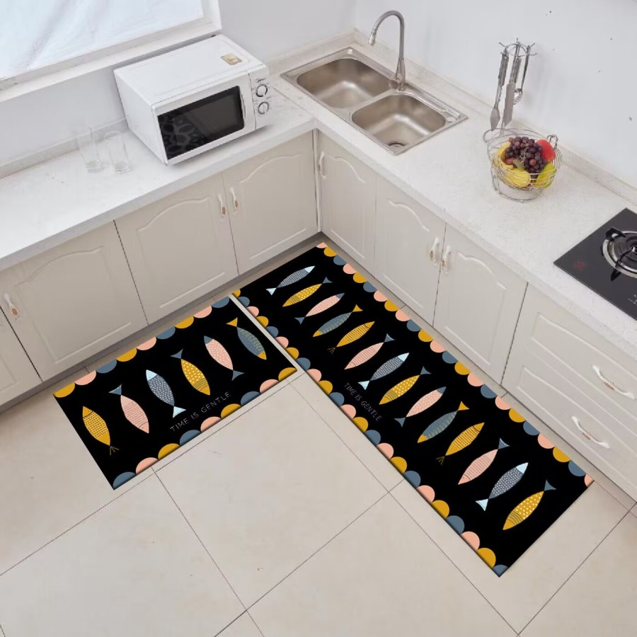 Keset Kaki Dapur Anti Slip 2 in 1 Set Panjang Halus / Keset Alas Kaki Kamar Mandi Dapur Rumah Serap Air Anti Slip Set 2 in 1 PREMIUM MURAH MOTIF