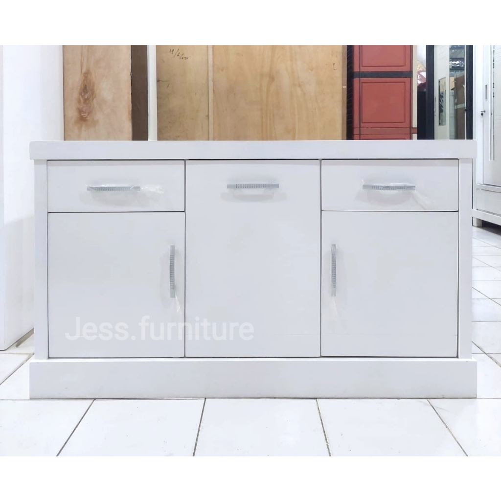 Meja dapur Kompor 3Pintu Kaki Rata , Meja Kompor 3 pintu putih full , Meja Kompor Minimalis 3Pintu