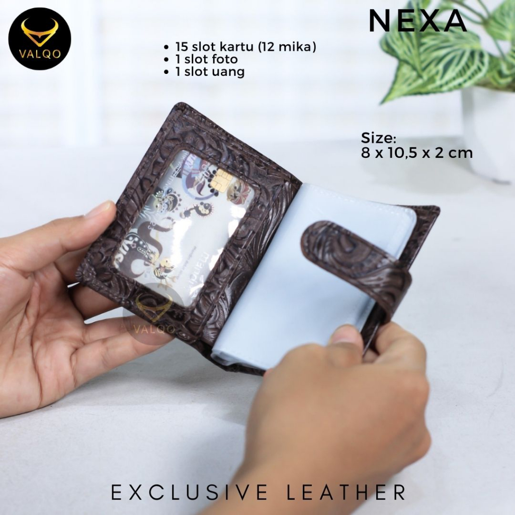 [VALQO] NEXA Motif Dompet kartu Kulit sapi Wanita Pria Dompet kecil Dompet Mini