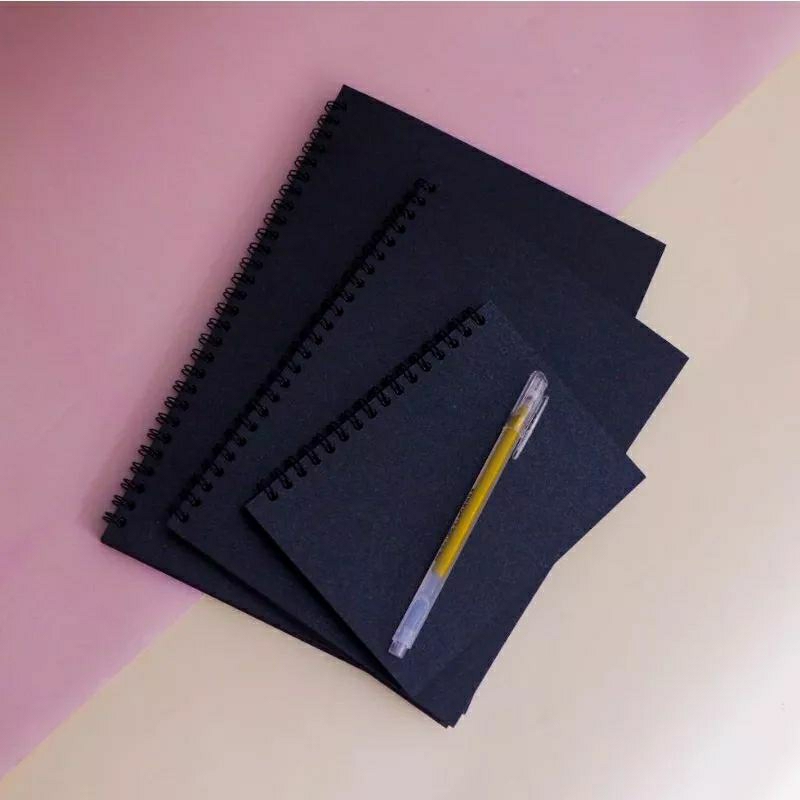 Buku Hitam Polos B5 A5 A6 Sketchbook hitam Buku Seketsa Hitam