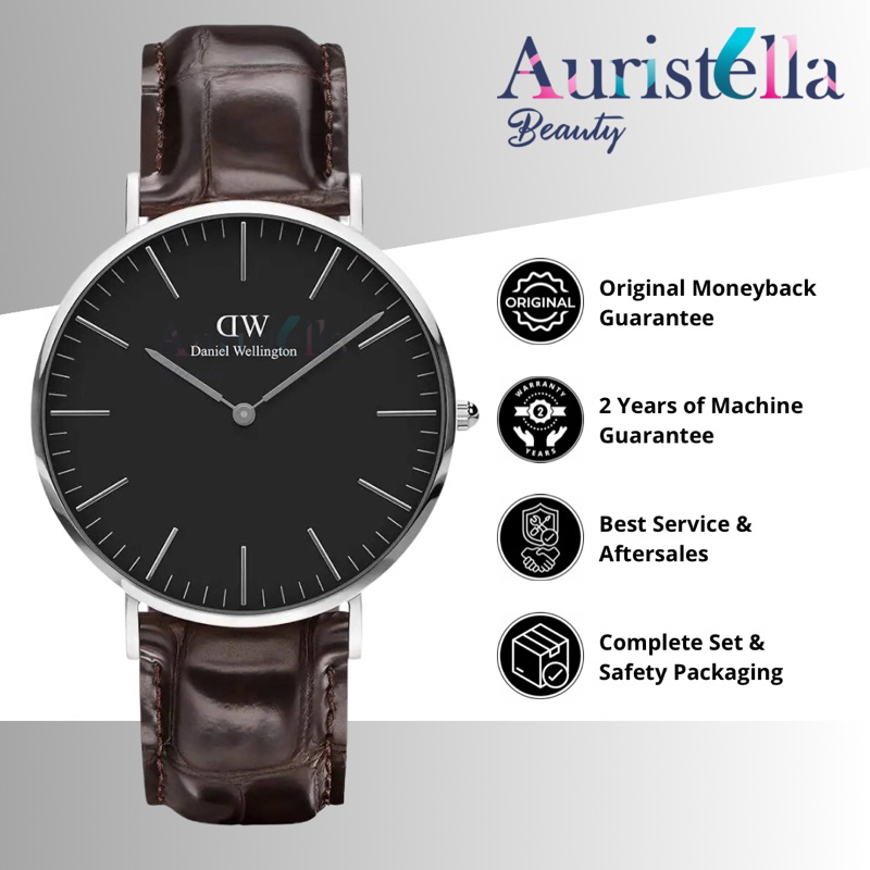 JAM TANGAN DANIEL WELLINGTON CLASSIC YORK BLACK SILVER 40MM DW ORIGINAL
