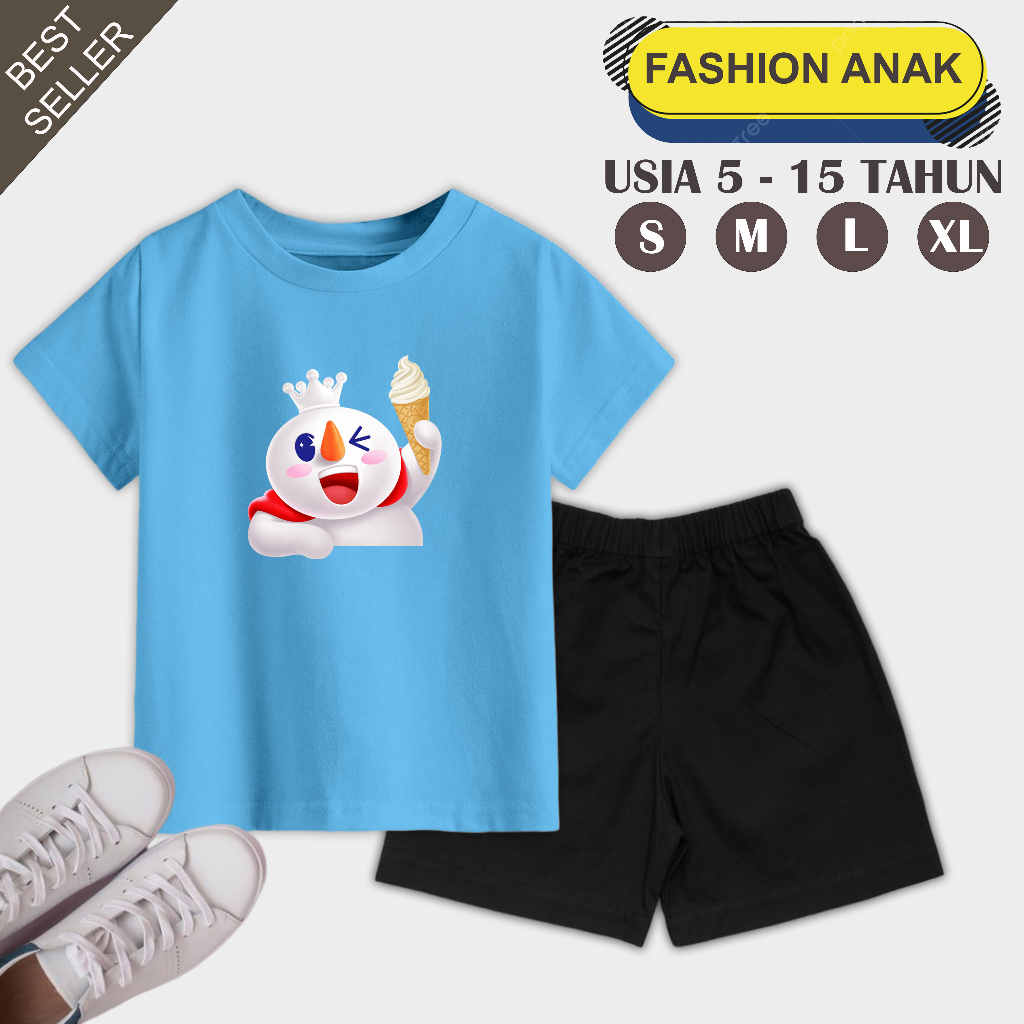 Setelan Anak Kaos dan Celana Pendek Unisex Usia 5 - 15 Tahun Bahan Katun Terry Soft