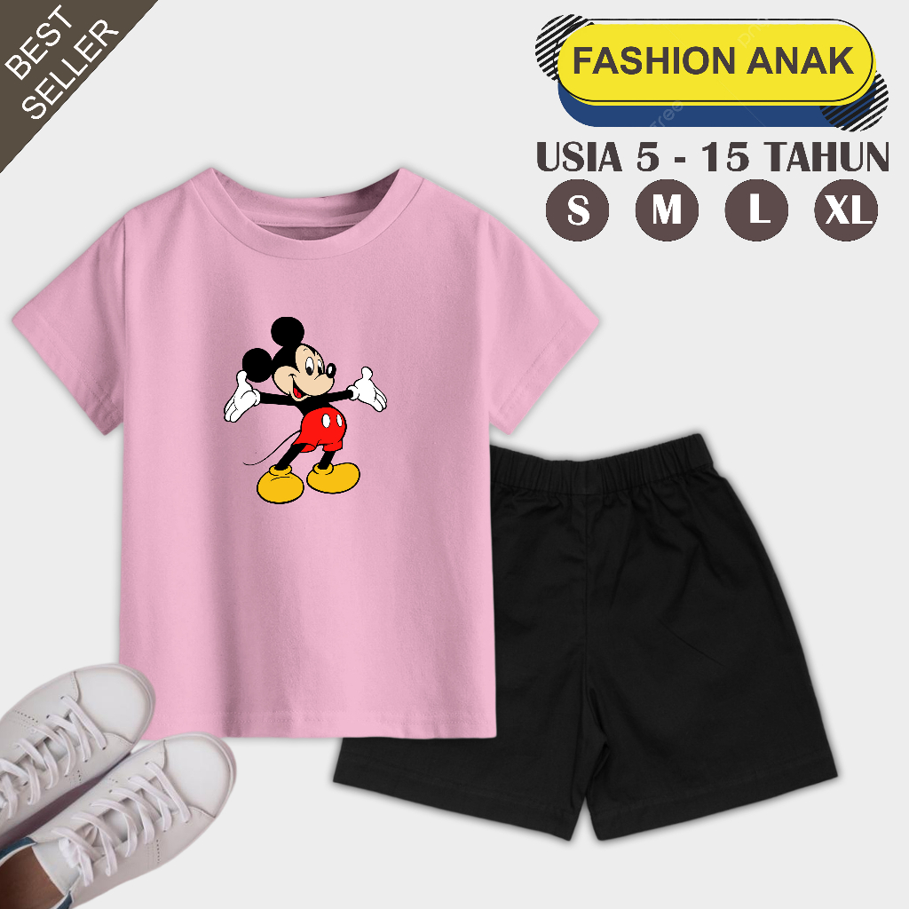 Setelan Anak Unisex Usia 5-15 Tahun Motif Karakter