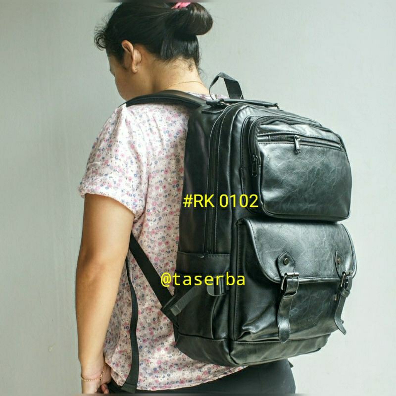 Tas Laptop Ransel Kulit wanita korea Premium PU Leather RK 0102