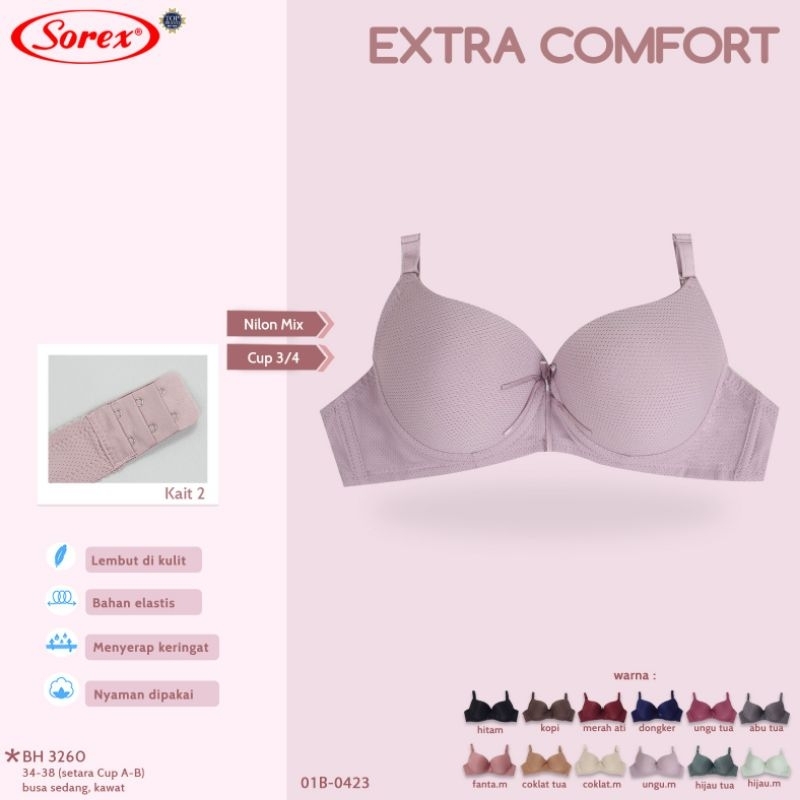 BRA SOREX 3260 uk.34-38 EXTRA COMFORT KAWAT BUSA TIPIS