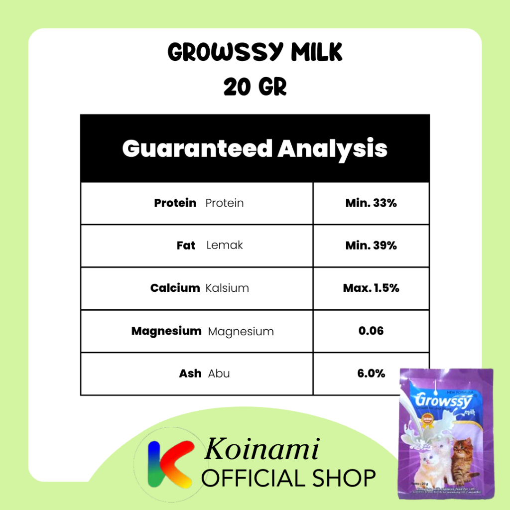 GROWSSY MILK 20gr @ 1 Sachet / cat / pet shop