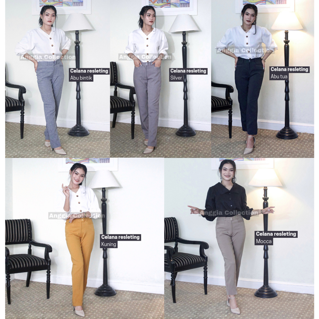 Celana Bahan-celana Wanita Karir-Celana pinggang Kancing-Celana kantor-celana formal-celana terbaru