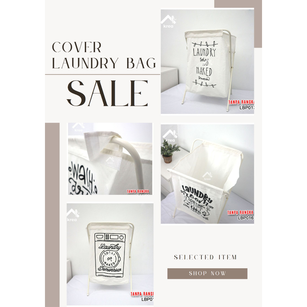 COVER LAUNDRY BAG DESIGN MINIMALIS BAHAN BLACU ( TANPA RANGKA BESI )