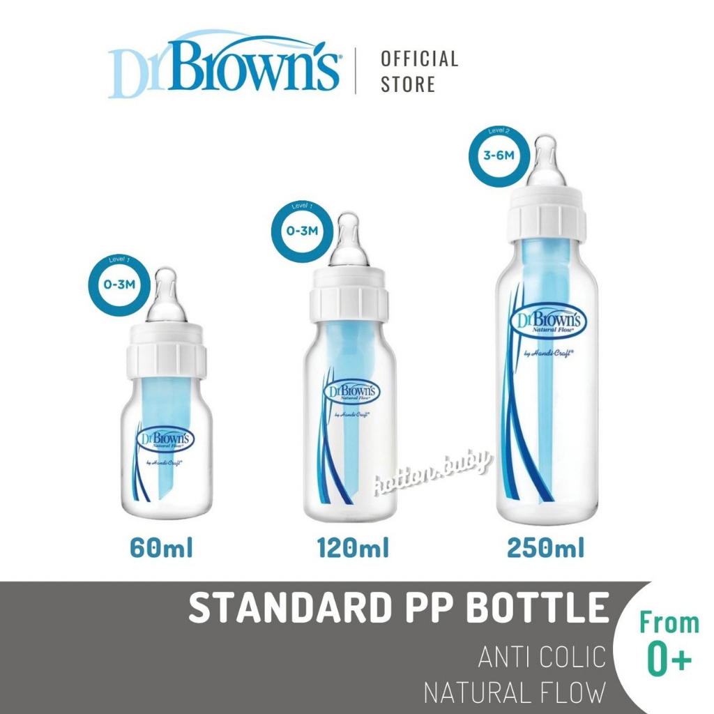 Dr.Brown's 2oz / 4oz / 8oz PP Standard Baby Bottle / Botol Susu / Botol Bayi