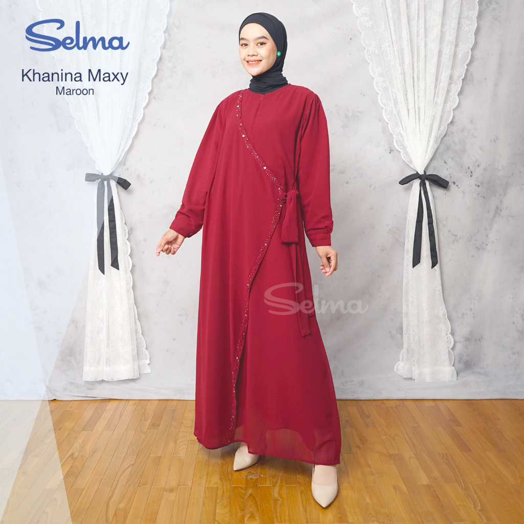 SELMA Label - Gamis Kondangan/ Gamis Wanita Sifon Premium/ Gamis Sultan || Khanina Maxy  LD 116cm / 