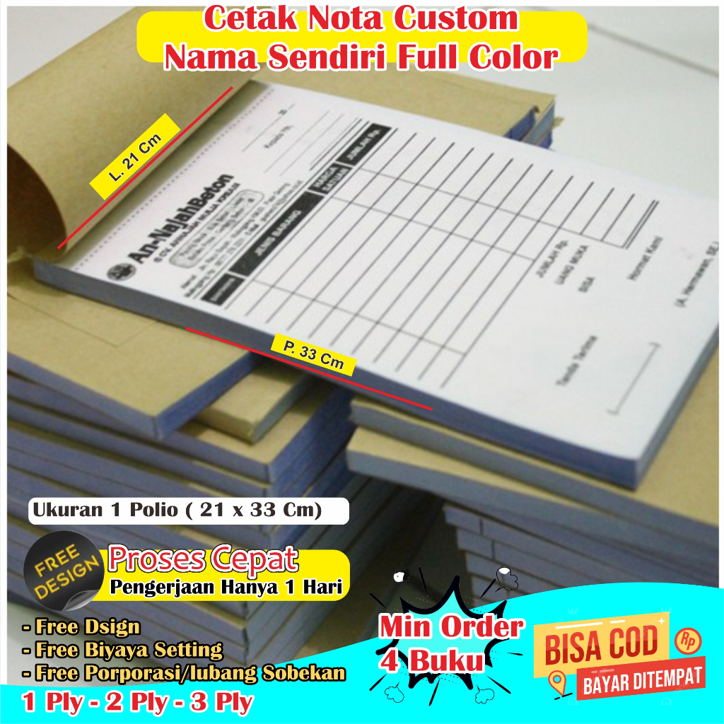 

CETAK NOTA CUSTOM NAMA SENDIRI FULL COLOR UKRAN 1 POLIO 21 x 33 Cm NOTA CUSTOM NAMA SENDIRI