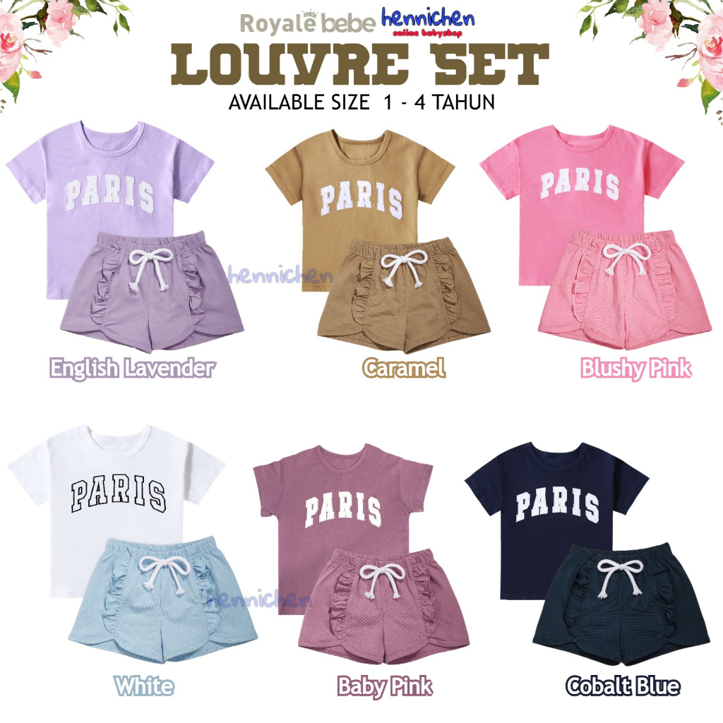 ROYALE BEBE LOUVRE SET SETELAN BAJU ANAK PEREMPUAN FASHION ANAK PEREMPUAN 1-4 TAHUN