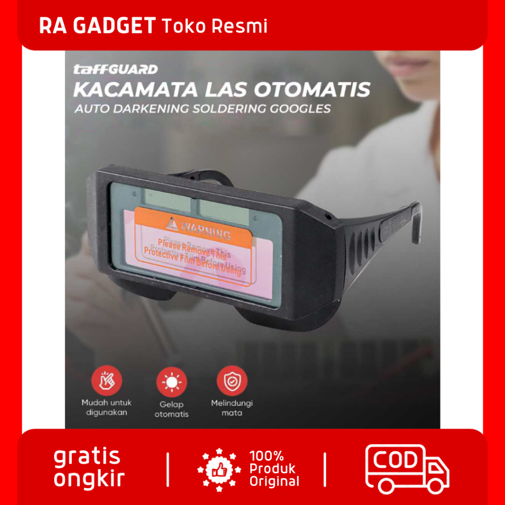 Kacamata Las Otomatis Auto Darkening Soldering Googles / Kacamata Tukang Las Otomatis Bor Listrik Ge