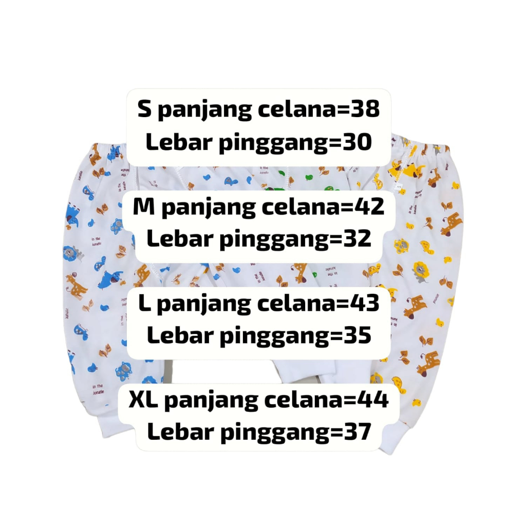 [3 Pcs] Celana Panjang Bayi Pamper Warna S M L XL