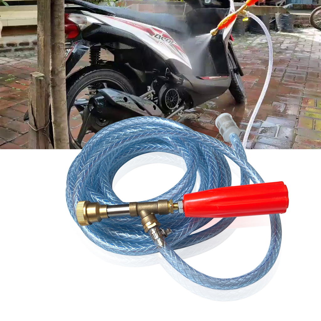 Paket Semprotan Stick Sanchin 20 Cm Jet Steam Sprayer ( 5 Meter, 10 Meter ) - Paket Semprotan Air Cuci Motor / Mobil Selang Benang Transparan 5 Meter - Spray Gun 20cm Power Sprayer Sanchin Stik Stick Cuci Steam 20 Cm - Paket Power Sprayer Gun Stik Sanchin