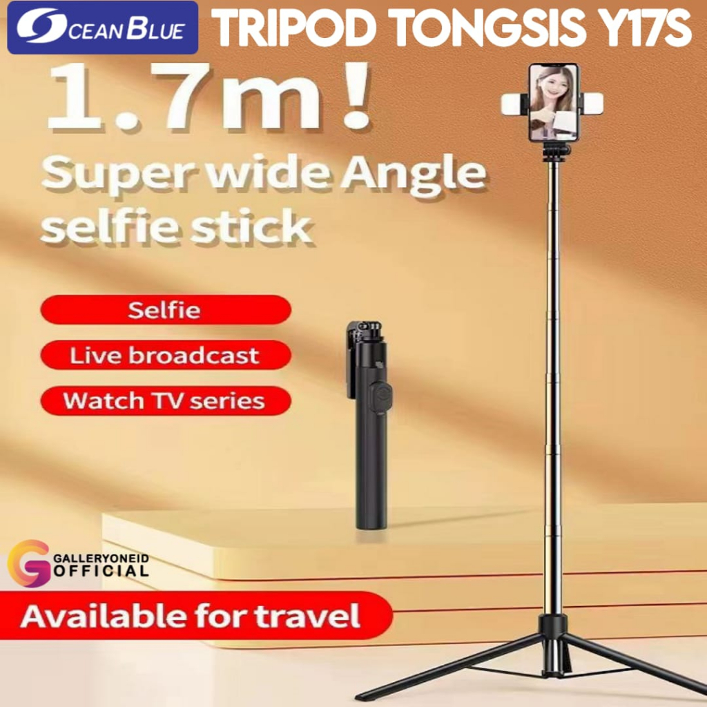 Ocean Blue OCN Y17S 1.7M Tongsis Tripod Lampu Hp Selfie Stick Remote Bluetooth LED Shutter