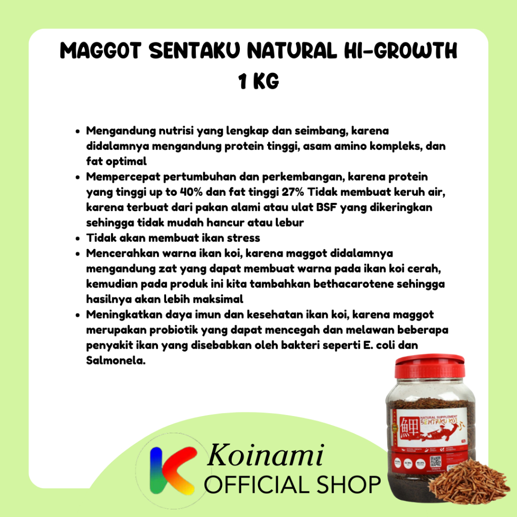 MAGGOT SENTAKU NATURAL HI-GROWTH SUPPLEMENT 1kg / pakan campuran mix ikan koi / solaris / fish food / tsuyoy