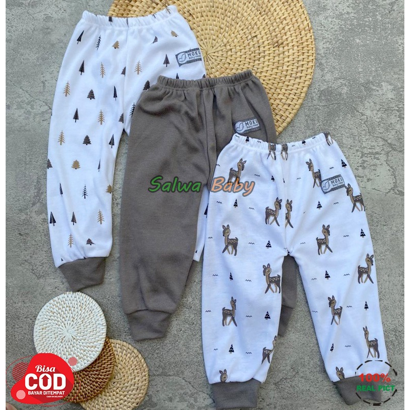 Isi 6 PCS Baju Celana Bayi / 3 Setel Baju Lengan Panjang Celana Panjang Usia 0-3 Bulan Seri Coklat Polisi Anababy