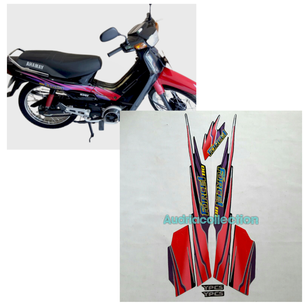 Stiker Striping Motor Yamaha Force 1 1995 Merah