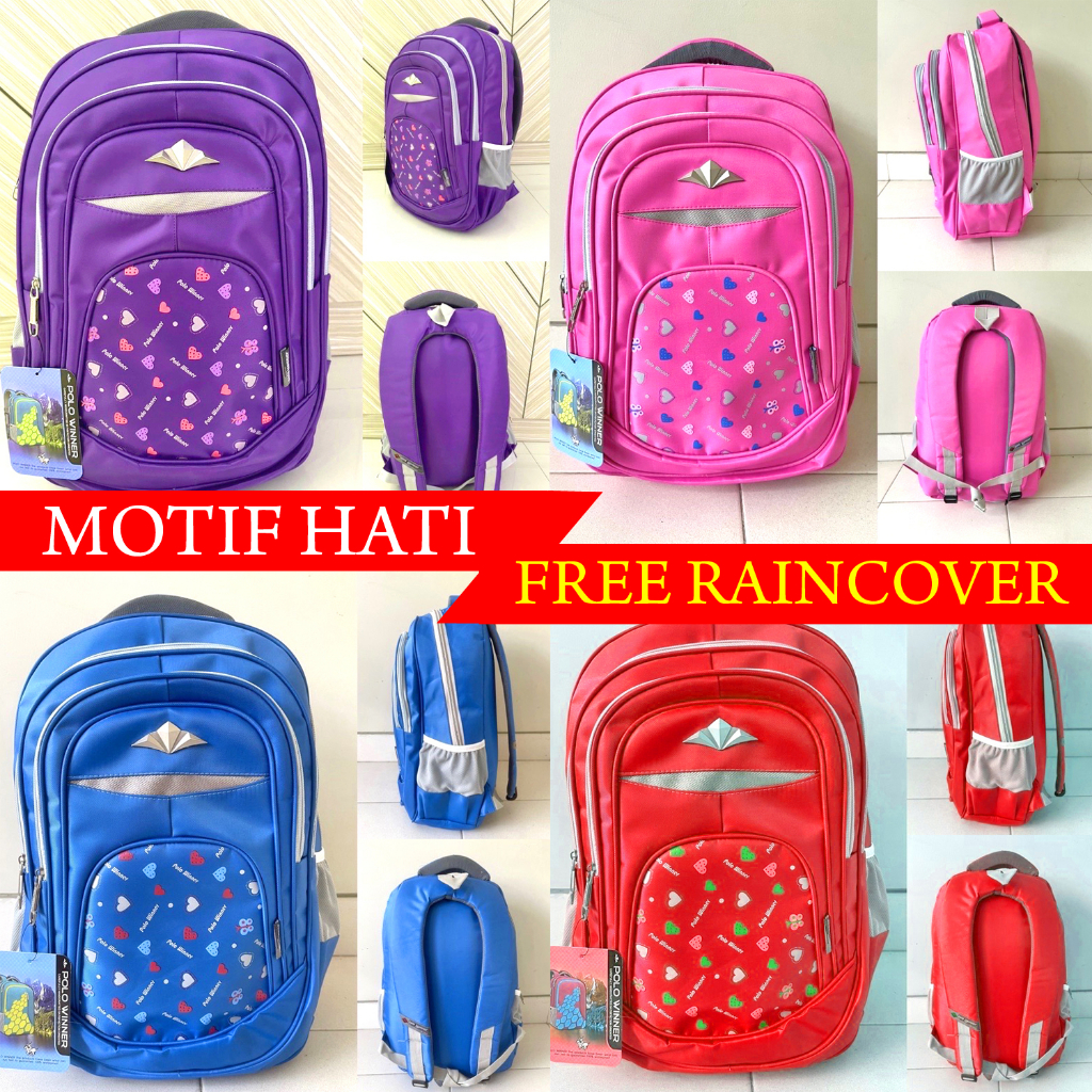 PROMO TAS RANSEL / TAS SEKOLAH ANAK POLO WINNER ORIGINAL FREE RAINCOVER