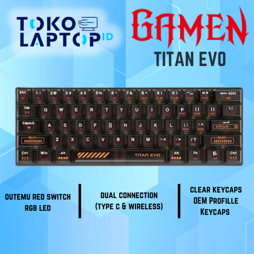 Gamen Titan Evo Wireless Gaming Keyboard 3in1 Connection 60% Layout