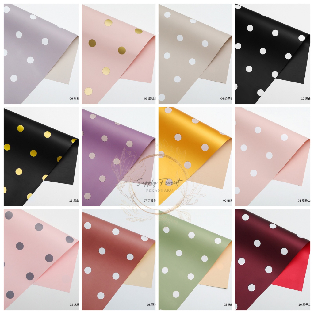 

SUPPLYFLORIST - [5 LEMBAR] FLOWER WRAPPING POLKADOT CELLOPHANE KERTAS BUKET PEMBUNGKUS BUNGA WATERPROOF