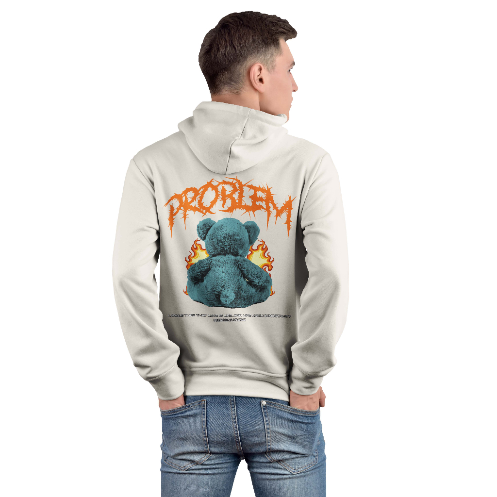 DEZIROSE Sweater Hoodie Bear Problem Pria &amp; Wanita Distro Fleece Tebal Premium Size M-XXL