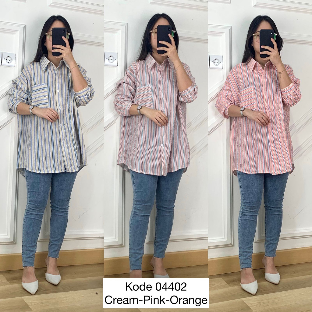 Kemeja Wanita Garis Lengan Panjang I Baju Kemeja Cewek Lengan Panjang I Kemeja Cewek Lengan Panjang 