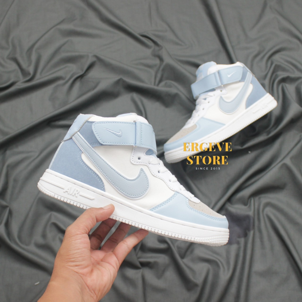 MAN &amp; LADIES SEPATU PUTIH AIR FORCE 1 LV8 MID HI PUTIH POLOS WANITA PRIA SNEAKERS WHITE