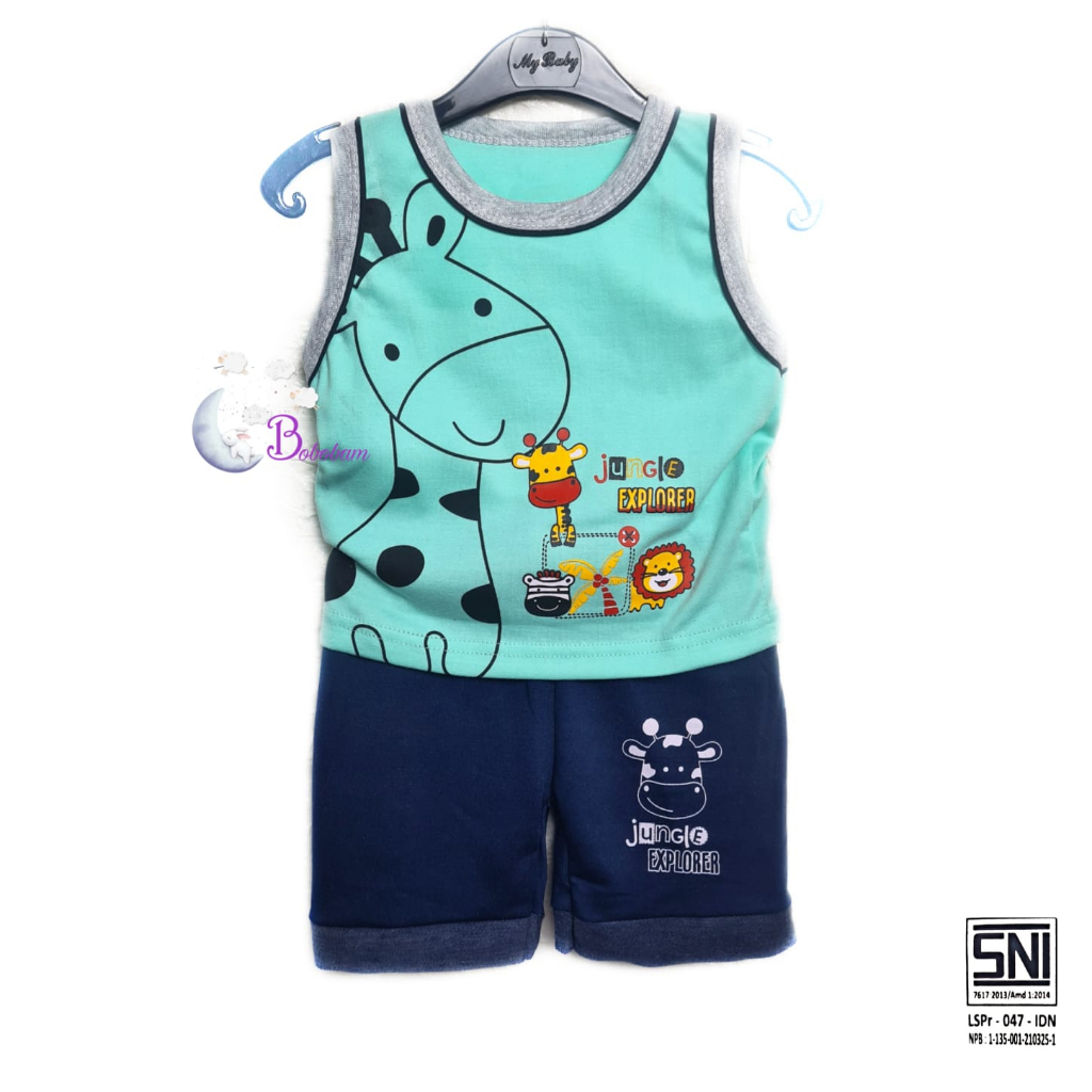 BOBOBAM BAJU BAYI LAKI LAKI SETELAN ANAK COWO LUCU STELAN COWOK 6 12 BULAN KEREN TRENDY KEKINIAN SINGLET JERAPAH