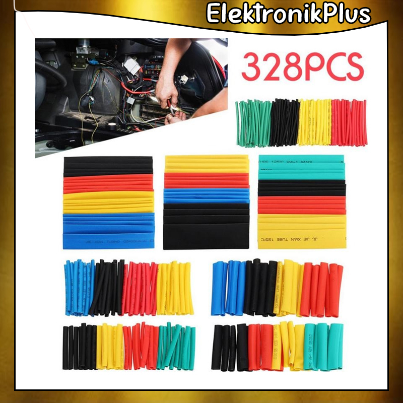 karet Selongsong Pelapis Kabel Insulasi Heat Shrink Tube Silicon Kabel Bakar 328 PCS