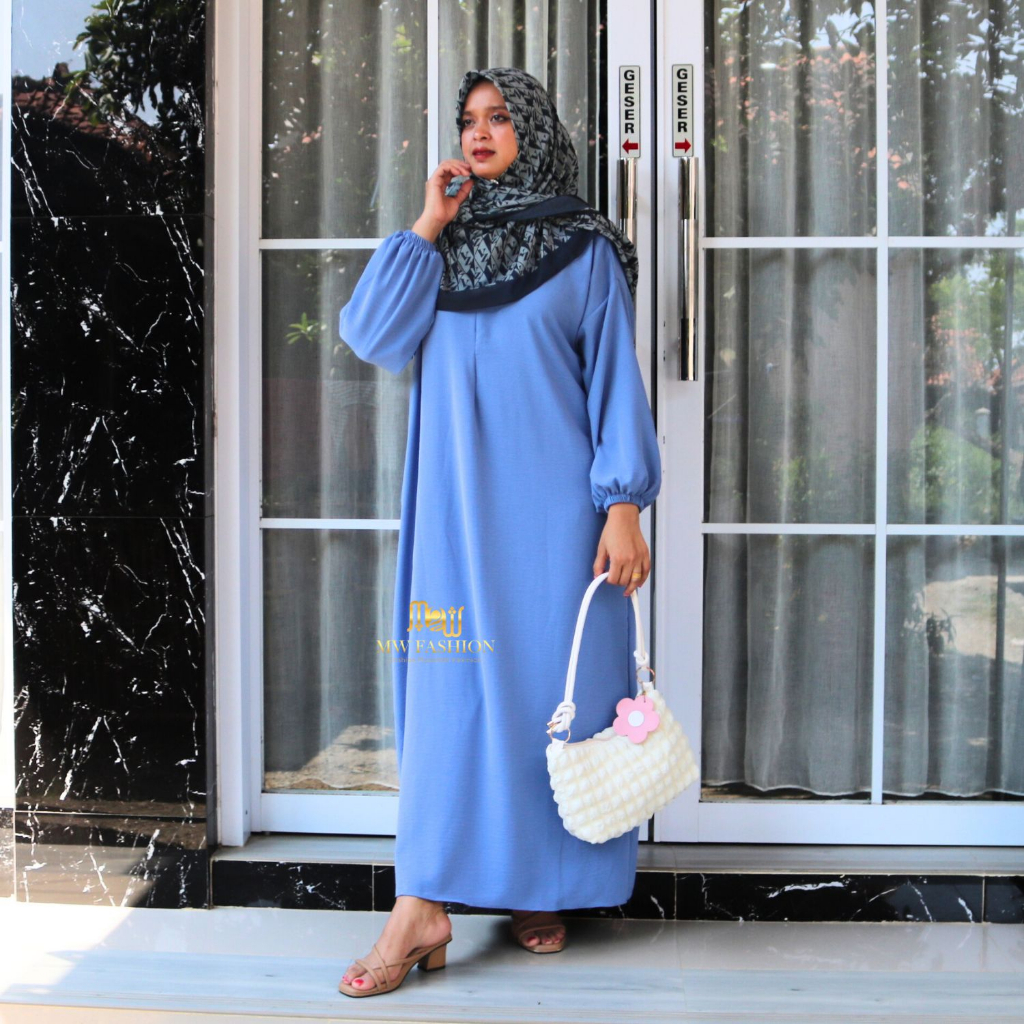 FASHION MUSLIMAH Kaftan Crinkle Airflow/Aluna Dress Crinkle /Daster Gamis Crinkle Airflow /Daster Cr