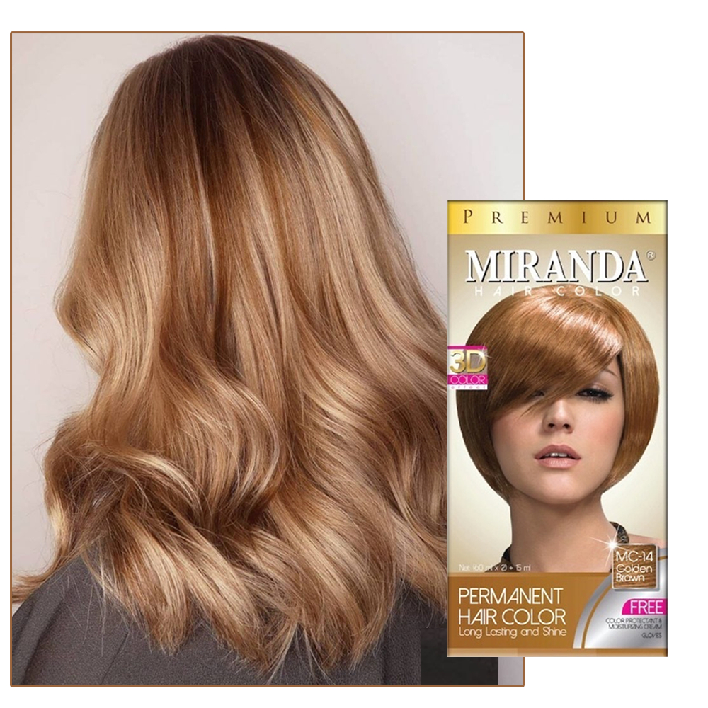 Cat Rambut Miranda Premium Hair Color 60ml MC-14 Golden Brown Pewarna Rambut 100% Original BPOM Semi