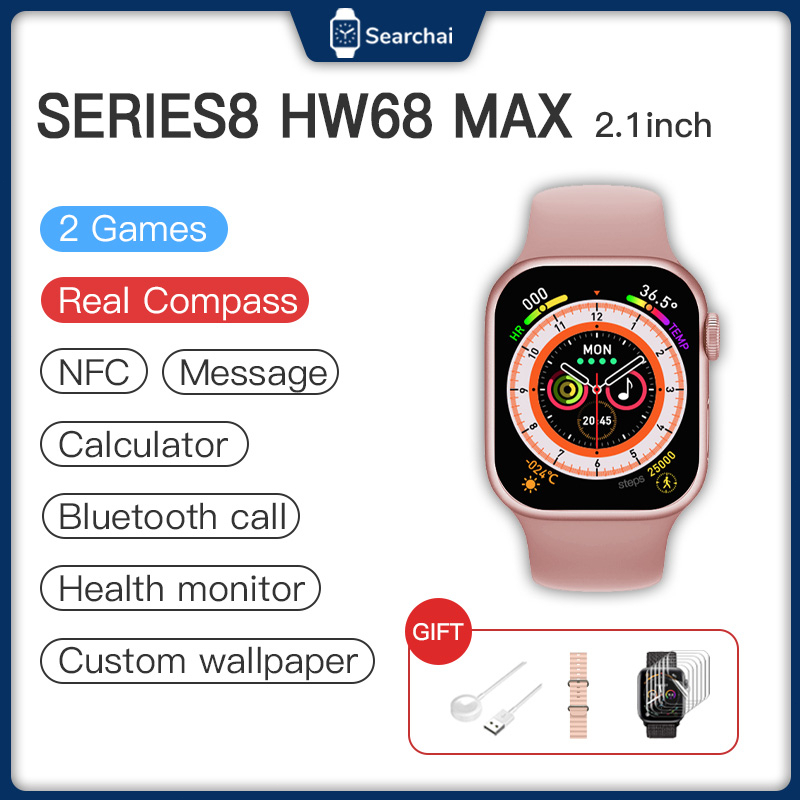 Ori HW68MAX 2.10inch Series8 Smartwatch Dock NFC 2GAMES Compass Bluetooth Call Indonesian Men Women jam tangan pintar