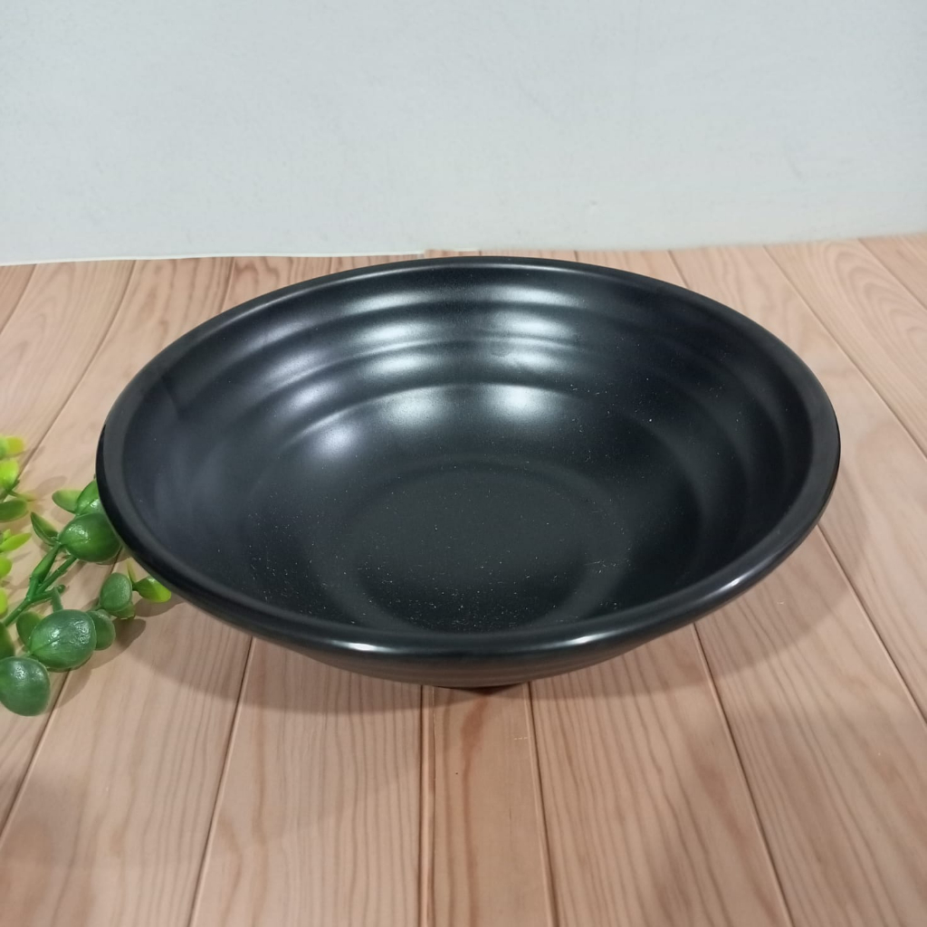W6308A mangkok MELAMIN Kaki ada ulir nya 8 inch HITAM Golden Dragon Food Grade