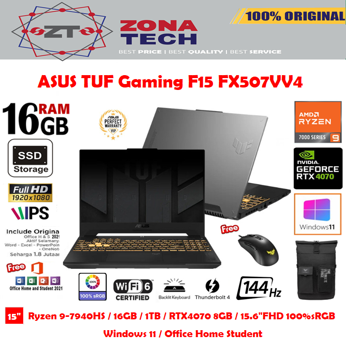 ASUS TUF Gaming A15 FA507XI - Ryzen-9-7940HS 16GB 1TB SSD RTX4070 8GB 15.6&quot;FHD IPS 100%sRGB W11 OHS