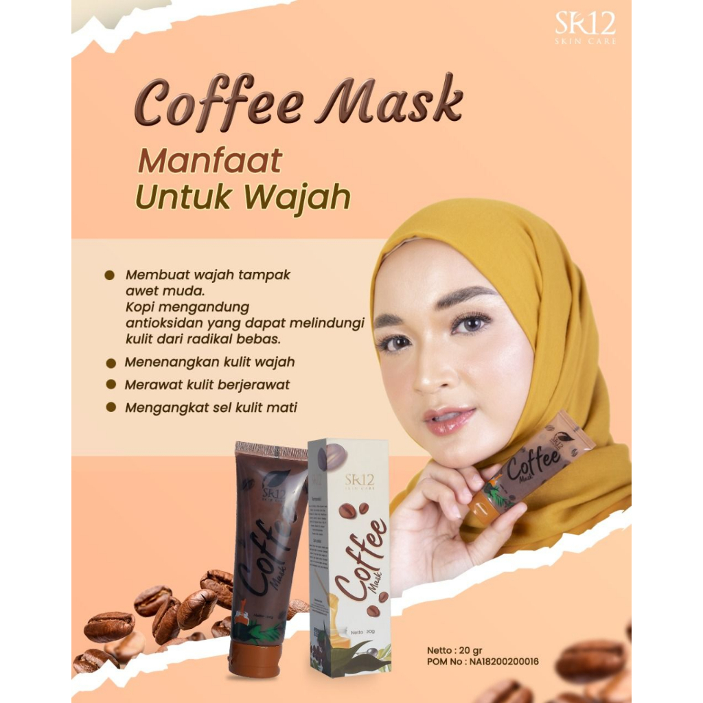 Coffee Mask SR12 Masker Peeling Kopi Ampuh atasi Flek Hitam Noda Bekas Jerawat dan Komedo 20gr