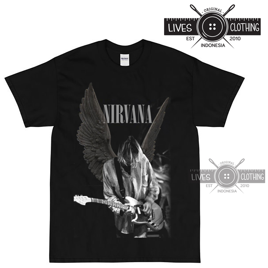 KAOS PREMIUM BAND NIRVANA KURT COBAIN HEAVEN WINGS