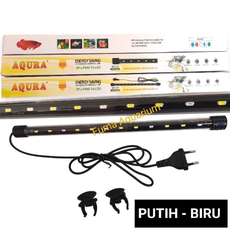 Lampu celup Aquarium 40cm AQURA SP-LP400-T4-LED Aquarium Aquascape 6watt PUTIH BIRU