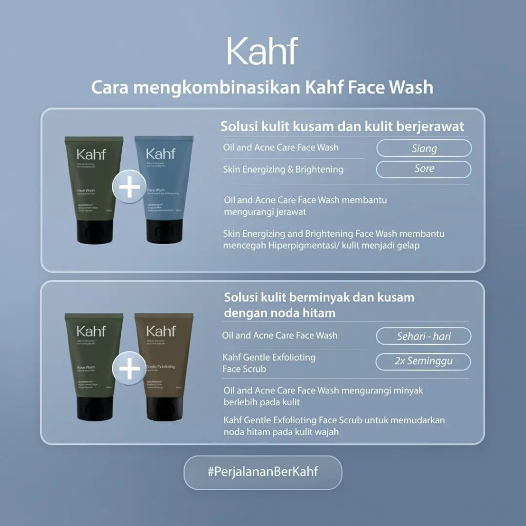 Kahf Face Scrub Gentle Exfoliating Face Wash Oil Comedo Defense 100ML / Sabun Scrub Wajah Pria Exfoliating Moisturizing Brightening Mask Peeling AHA BHA PHA