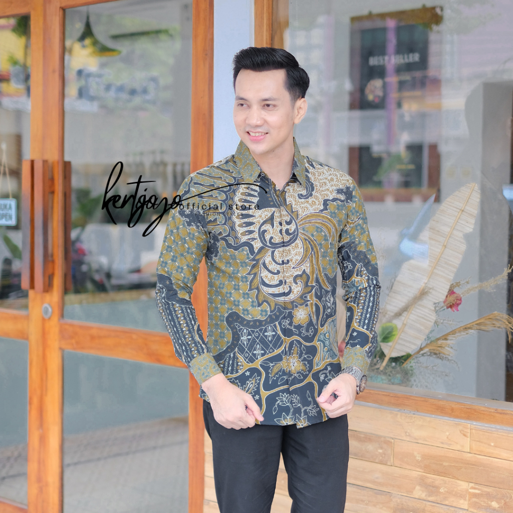 Batik pria modern slimfit Baju Batik Pria Lengan Panjang slimfit baju batik pria SOLO premium baju seragam BATIK KERTOJOYO KJ046 kemeja batik pria lengan panjang full furing baju batik alisan pria Kemeja batik slimfit batik premium laskala PRABUSENO