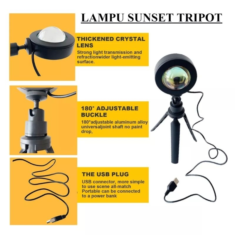 Lampu Sunset Aesthetic Fill Proyektor Led Motif Matahari Terbenam Lampu Tidur