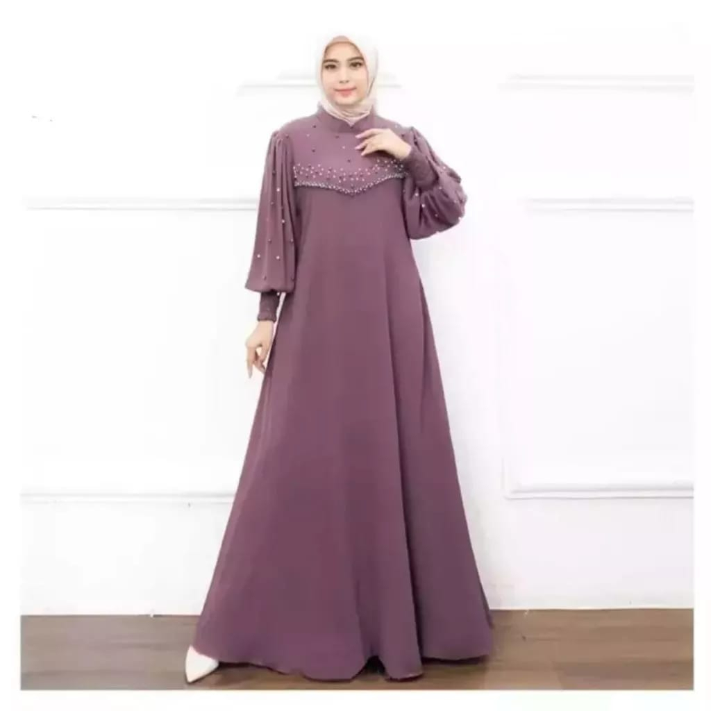 Vioni Dress Crinkle Airflow Premium Gamis Pesta Mewah Elegan Aplikasi Mutiara Baju kondangan Wanita Kekinian Firlya Maxy Dress