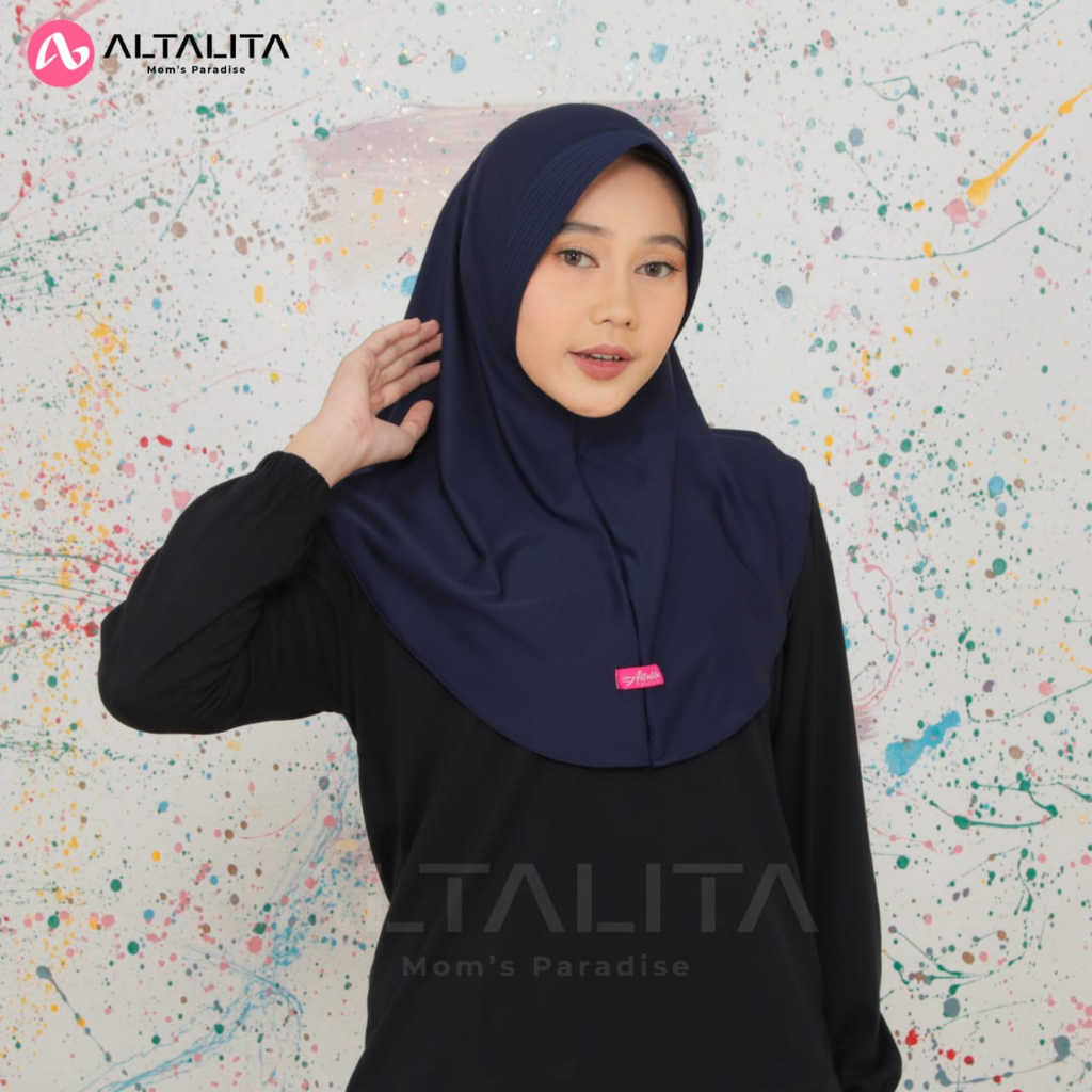 Altalita - Kerudung Instan Bergo Sport Menutup Dada Jilbab Instan Qiara Penguin Size S Hijab Bergo Jersey Premium Cocok Untuk Sekolah Olahraga Volly Futsal Senam dan Sehari-Hari