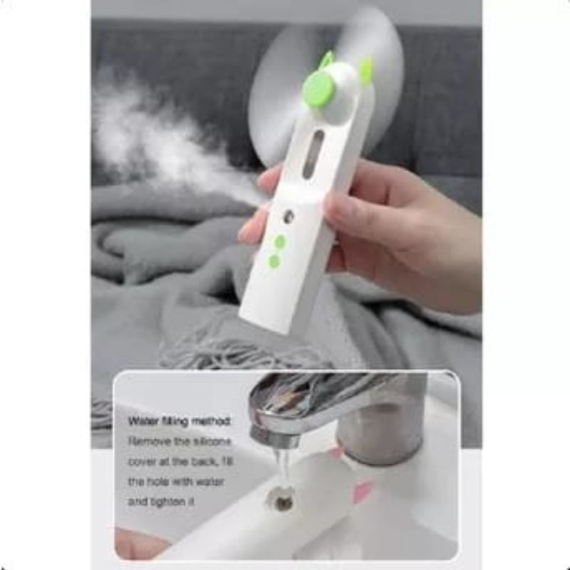 Kipas angin mini portable Nano Spray 2 in 1 USB cas genggam bisa di isi air NEW