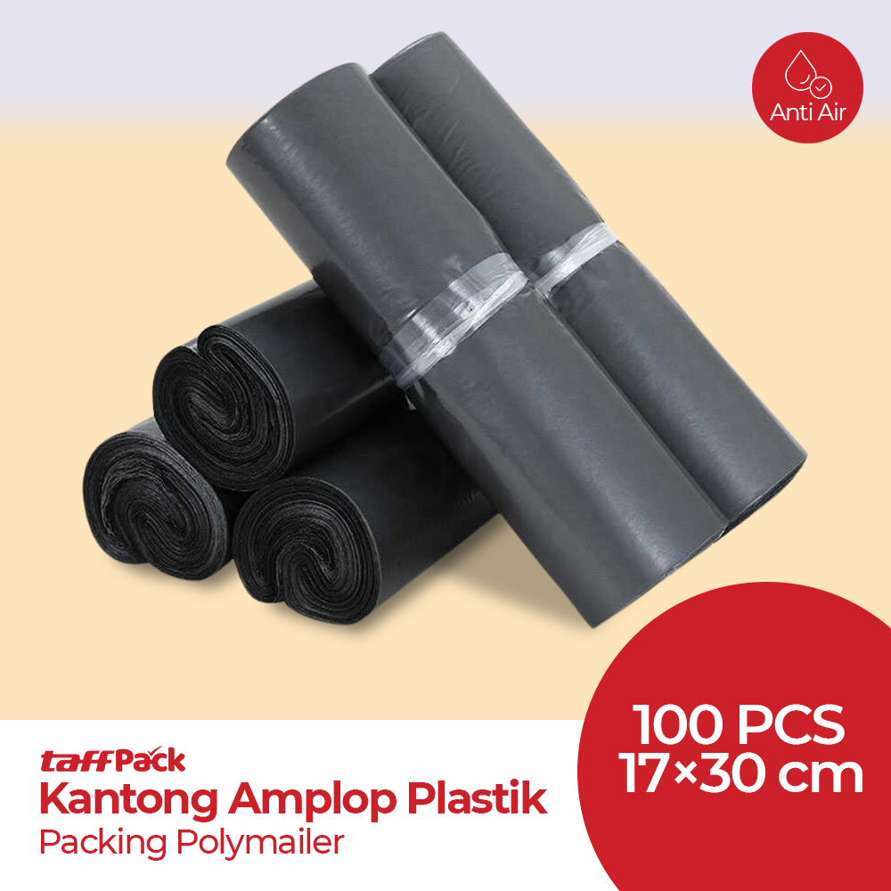 

[ORI 100%] TaffPACK Plastik Polimer Kantong Amplop Plastik Packing Polymailer Polybag 100 PCS 17 x30 cm - Black