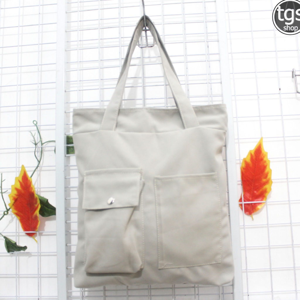 (TGS OLSHOP) -&gt; Totebag fashion stylish tote 2 saku tas totebag kain resleting tas tote